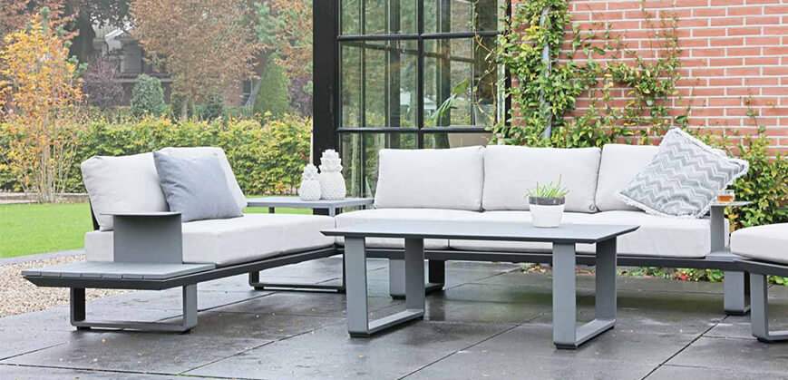 Lounge meubels met metalen frame in zilver