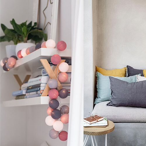 Wat de decoratie betreft Gekleurde lampion lichtketting met gezellige bank