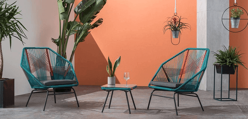 Kunststof loungeset met fauteuils en een tafeltje