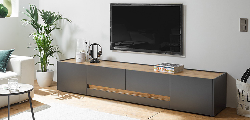 TV-lowboard in grijs met legplank