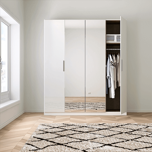 Witte kledingkast met spiegels